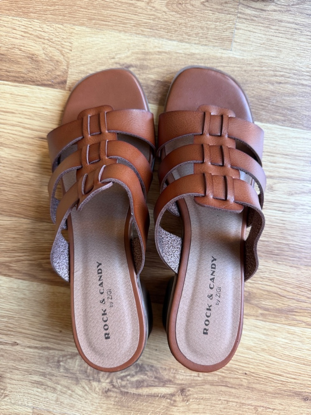 Rock & Candy Brown Multi-Strap Slide Sandals